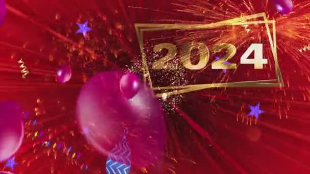 Złoty Tekst Sylwester Bonanza Pierścień Nowym Roku Pokazuje Czerwoną Zasłonę — Wideo stockowe