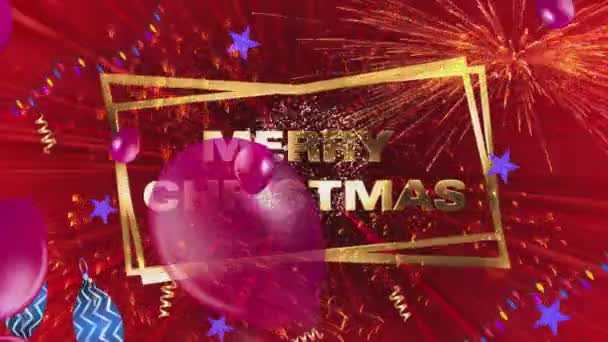 Złote Pozdrowienia Wesołych Świąt Wideo Świętować Sezon Świąteczny Pokazuje Czerwone — Wideo stockowe
