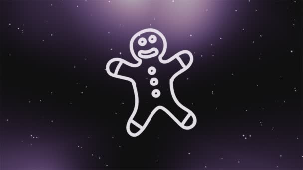 Whimsical Gingerbread Man Dance Vivido Sfondo Viola — Video Stock