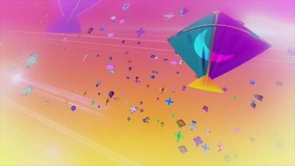 Radiant Skies Kaleidoscope Kites Celebrating Uttarayan Tuffati Nella Gioiosa Celebrazione — Video Stock