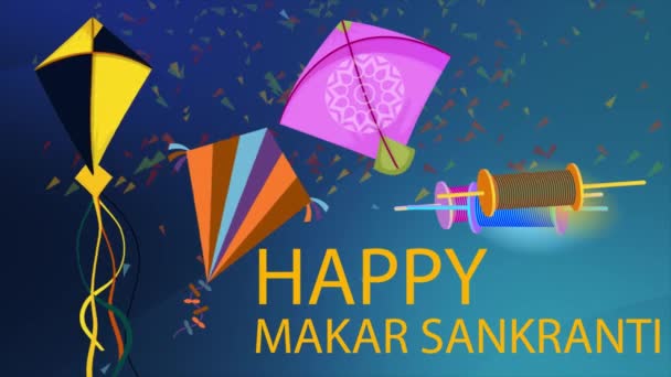 Twilight Kites Makar Sankranti를 기쁨과 색상으로 축하하며 Makar Sankranti Stock — 비디오