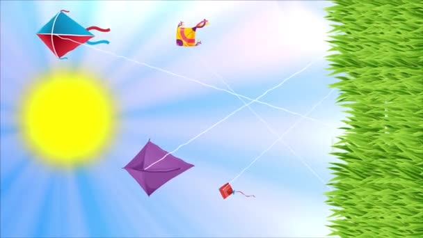 Makar Sankranti Splendor Kites Sun Endless Sky Ζήστε Χαρά Του — Αρχείο Βίντεο