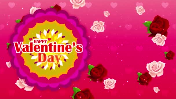 Сяюча Любов Квітучий День Святого Валентина Анімація Видовище Занурення Тепло — стокове відео
