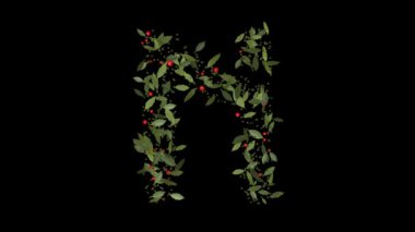 Doğanın Alfabesi: Vibrant Red Berries ve Lush Green Leaves tarafından oluşturulan Afet Harfler N harfi, Alfabe harfleri titizlikle canlı kırmızı böğürtlenlerden ve gür yeşil yapraklardan yapılmıştır..