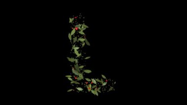 Doğanın Alfabesi: Vibrant Red Berries ve Lush Green Leaves tarafından oluşturulan L harflerinin baş döndürücü görüntüsü, Alfabe harfleri titizlikle canlı kırmızı böğürtlenlerden ve gür yeşil yapraklardan yapılmıştır..