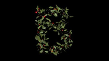 Doğanın Alfabesi: Vibrant Red Berries ve Lush Green Leaves tarafından oluşturulan B harflerinin çarpıcı bir görüntüsü, Alfabe harfleri titizlikle canlı kırmızı böğürtlenlerden ve gür yeşil yapraklardan yapılmıştır..