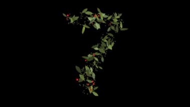 Doğanın Rakamları: 7 Numaralı Dinamik Görünüm Vibrant Red Berries ve Lush Green Leaves tarafından oluşturulan, Alfabe harfleri titizlikle canlı kırmızı çilekler ve yemyeşil yapraklardan yapılmıştır..