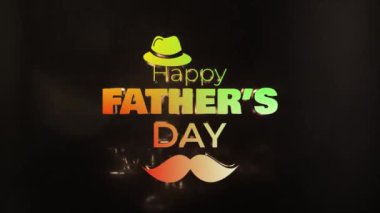 Babalar Günü 'nü kutluyoruz. Sıcak Bokeh ve Bıyık Motifi, Babalar Günü' nün anısına parlayan Bokeh 'in ortasında 