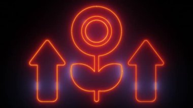 Neon Investment Surge: Upward Arrows Simge Videosu, 'Neon Investment Surge' ile finansal büyüme, yukarı doğru parlayan neon okların videosu