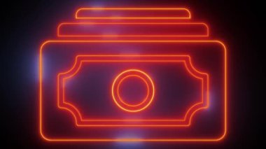 Futuristik Finans: Neon Money Icons Video, 'Futuristik Finans' ile modern finansman, neon para simgelerinin bir stok videosu