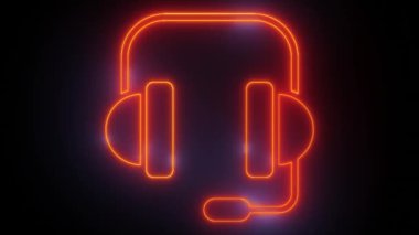 Audio Rhythm: Neon Kulaklık Simgeleri Vuruyor, 'Audio Rhythm' ile ritme dalın, neon kulaklık simgelerinin bir stok videosu, dijital için ideal