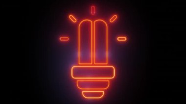 Parlak Fikir: Neon Ampul Simgesi Animasyonu, 'Parlak Fikir' ile kıvılcım, bir neon ampul ikonu içeren bir stok videosu, temalar için mükemmel
