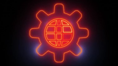 Neon Tech Ayarları: Global Gear Simgesi Videosu, 'Neon Tech Ayarları' ile teknolojik görsellerinizi geliştirin, neon dişli simgelerini simgeleyen canlı bir stok videosu