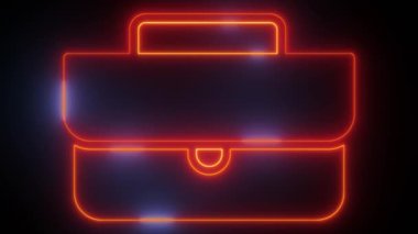 Neon Business: Parlak Kırmızı-Mavi Videodaki Evrak Çantası Simgeleri, 'Neon Business' ile iş içeriğinizi yükseltin, parlak evrak çantası simgelerinin yer aldığı bir stok videosu