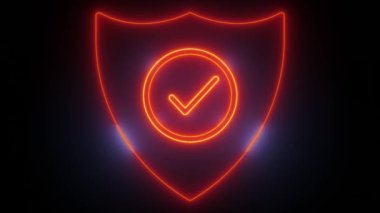 Neon Kalkanı Koruma Simgeleri - Siber Güvenlik Animasyonu, neon kalkan koruma ikonlarıyla dijital güvenlik gösterisi, güçlü siber güvenliği sembolize ediyor.