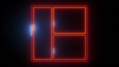 Neon Sol Kılavuz Üç Izgara Simgesi - Modern Arayüzler için mükemmel Koyu bir arkaplan üzerinde parlak turuncu kırmızı renkleri onu çağdaş uygulamalar veya parlak bir dokunuş arayan web siteleri için ideal kılar
