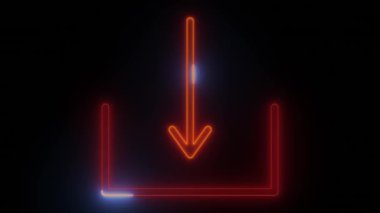 Neon Parıltısı İndirme Simgesi - Modern Arayüzler için mükemmel Koyu arkaplan üzerindeki turuncu-kırmızı renkleri onu çağdaş uygulamalar veya parlak dokunuşlar eklemek isteyen web siteleri için ideal kılar