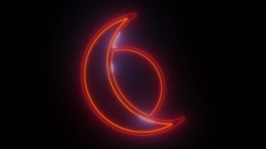 Neon Parlak Gece Ay Simgesi - Modern Arayüzler için mükemmel koyu bir zemin üzerindeki turuncu-kırmızı renkleri onu çağdaş uygulamalar ya da parlak dokunuşlar eklemek isteyen web siteleri için ideal kılar