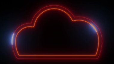 Neon Parıltısı Bulutu Simgesi - Modern Arayüzler için mükemmel Koyu bir arkaplan üzerindeki turuncu-kırmızı renkleri onu çağdaş uygulamalar veya parlak bir dokunuş arayan web siteleri için ideal kılar