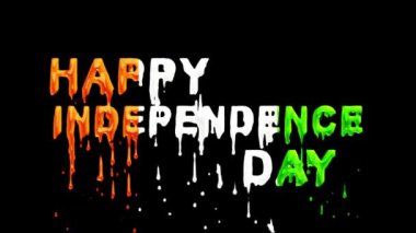 Renkli Damlayan Yıldönümü Metni 'Mutlu Bağımsızlık Günü' - Dinamik Kutlama Görüntüsü, Vatansever temalar veya kültürel sergiler için mükemmel.