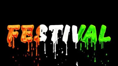 Renkli Damlayan Yıldönümü Metni 'Festivali' - Dinamik Kutlama Görüntüsü, Vatansever temalar veya kültürel sergiler için mükemmel.