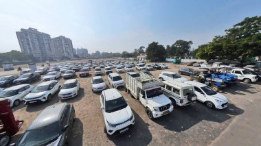 Agri World Expo 2024, Cars Parking View. Rajkot, Gujarat, India. 20th December, 2024. clipart