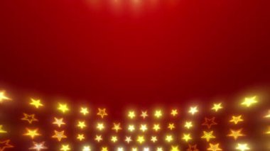 Birkaç sarı ve beyaz yıldızın yer aldığı kırmızı renkli bir video sunulmaktadır. Arka plan da kırmızı..