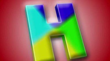 Göz alıcı 3D harf 'H' animasyonu sıvı hareketleri ve kırmızı-koyu arkaplan gradyanı, görsel tasarım uygulamaları için hazırlanmış.