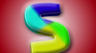 Hareketli grafikler ve tipografi için uygun, canlı görseller ve gradyan kırmızı bir sahne ile modern 3D animasyon harfi 'S'.