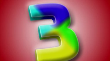 Göz alıcı 3D numara '3' animasyon akış hareketi ve kırmızı gradyan modern dijital tasarım için harika.