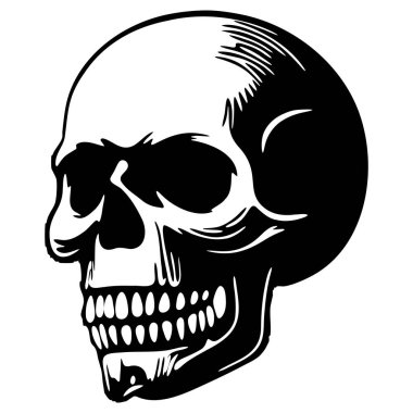 El Çizimi Gizemli Kafatası Vektörü Albüm Kapakları ve Grup Logoları için Fantezi Tasarımı