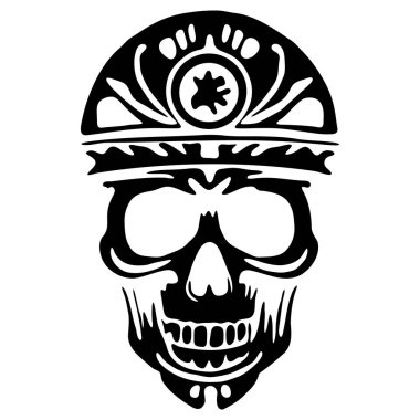 Siluetlerin karmaşık kabile tasarımlarını içeren bir kafatası.