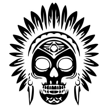 Tüylü Kafatası: Modern Yerli Amerikan Siluetleri Sanat Tasarımı