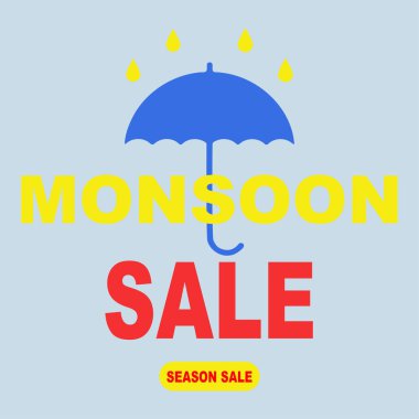 Canlı muson yağmurları göz alıcı yağmur damlası grafikleriyle pankart sunuyor.