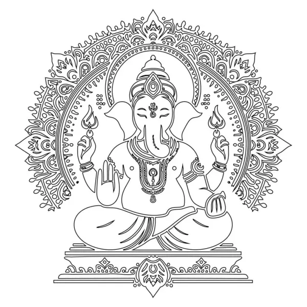 Lord Ganesha 'nın bu zarif çizimi geleneksel Hindu ikonografisinde manevi fayda, bilgi ve korumayı temsil ediyor..