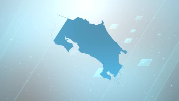 Costa Rica Country Map Background Opener Lavora Con Tutti Programmi — Video Stock