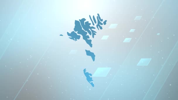 Wyspy Owcze Country Map Background Opener Współpracuje Wszystkimi Programami Edycyjnymi — Wideo stockowe