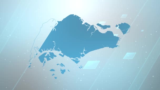 Singapore Country Map Background Opener Funciona Con Todos Los Programas — Vídeo de stock