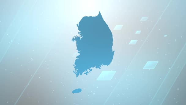 South Korea Country Map Background Opener Λειτουργεί Όλα Προγράμματα Επεξεργασίας — Αρχείο Βίντεο