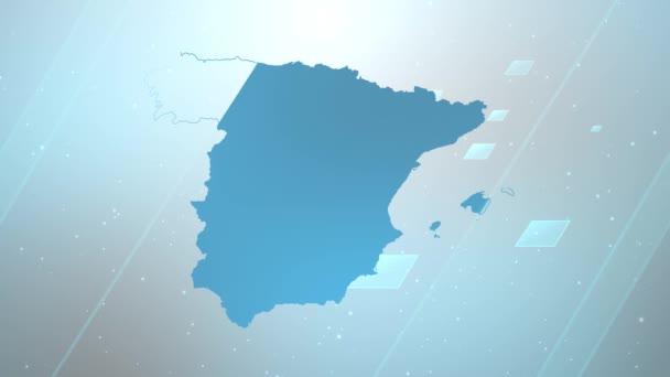 Spanien Land Karta Bakgrund Öppnare Fungerar Med Alla Redigeringsprogram Lämplig — Stockvideo