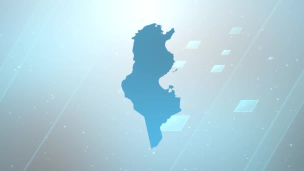 Tunezja Country Map Background Opener Współpracuje Wszystkimi Programami Edycyjnymi Nadaje — Wideo stockowe