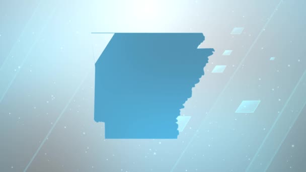 Arkansas State Usa Map Background Opener Λειτουργεί Όλα Προγράμματα Επεξεργασίας — Αρχείο Βίντεο
