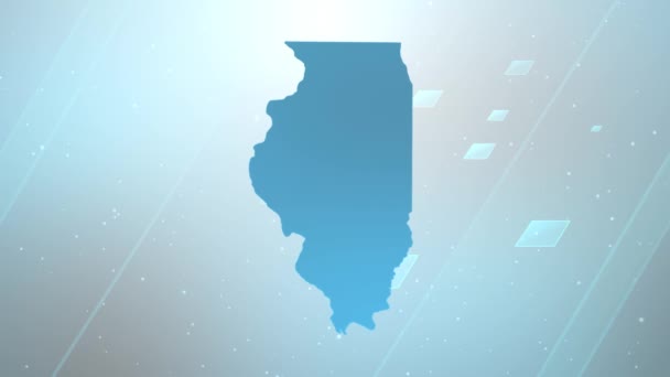Illinois State Usa Map Background Opener Λειτουργεί Όλα Προγράμματα Επεξεργασίας — Αρχείο Βίντεο