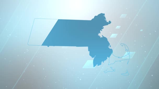 Massachusetts State Usa Map Background Opener Λειτουργεί Όλα Προγράμματα Επεξεργασίας — Αρχείο Βίντεο