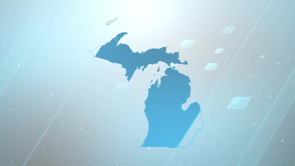Michigan Eyaleti Abd Harita Arkaplan Açıcı Vatansever Programlar Kurumsal Girişimler — Stok video