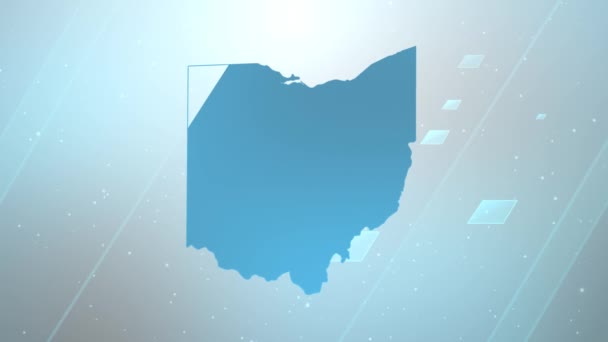 Ohio State Usa Map Background Opener Λειτουργεί Όλα Προγράμματα Επεξεργασίας — Αρχείο Βίντεο