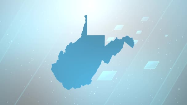 Batı Virginia Eyaleti Abd Harita Arkaplan Açıcı Vatansever Programlar Kurumsal — Stok video