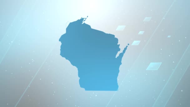 Wisconsin State Usa Map Background Opener Λειτουργεί Όλα Προγράμματα Επεξεργασίας — Αρχείο Βίντεο