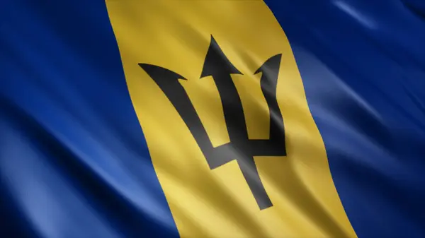 Barbados National Flag High Quality Waving Flag Image — Stock fotografie