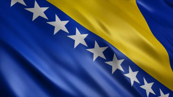 Národní Vlajka Bosny Hercegoviny Vysoce Kvalitní Vlnění Vlajky — Stock fotografie